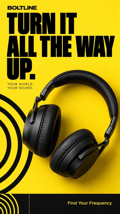 Boltline headphones ad: Turn it all the way up.