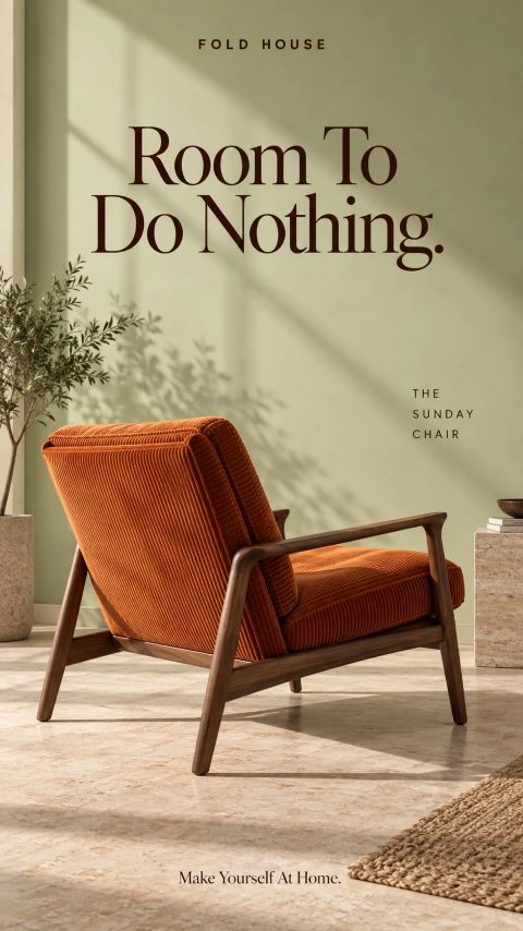 Fold House furniture ad: Room to do nothing.