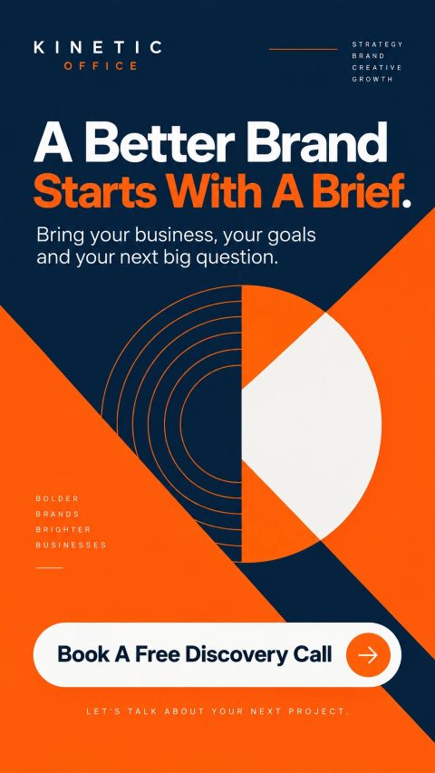 Kinetic Office agency ad: A better brand starts with a brief. Book a free discovery call.