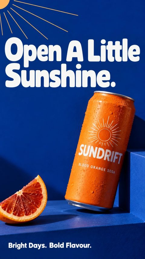 Sundrift soda ad: Open a little sunshine.