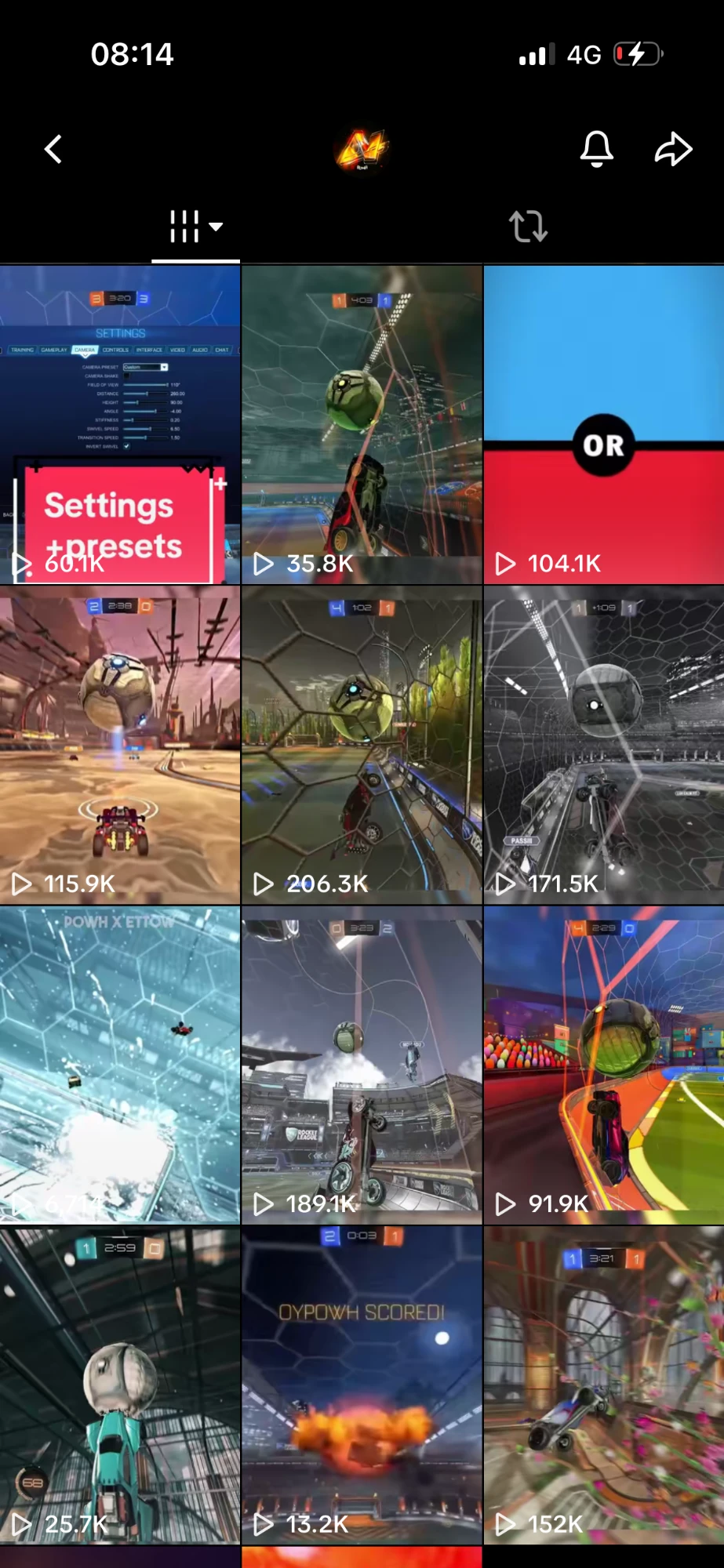 TikTok profile of a creator we edit for, with videos on 13K to 206K views